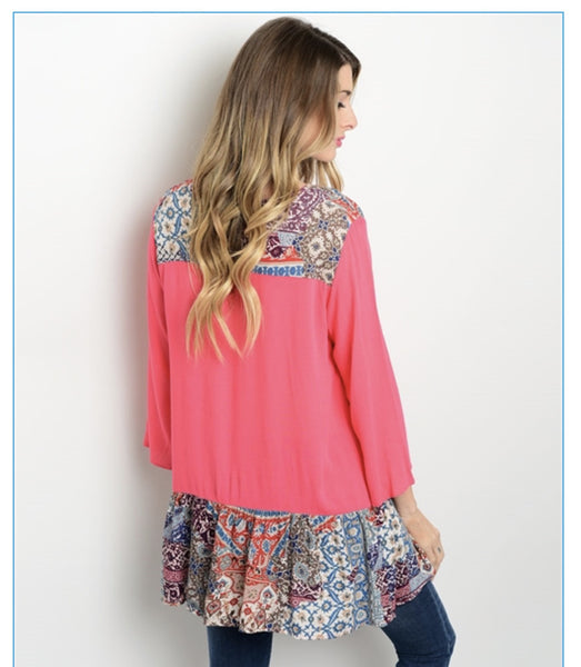 Coral Drop Waist Top