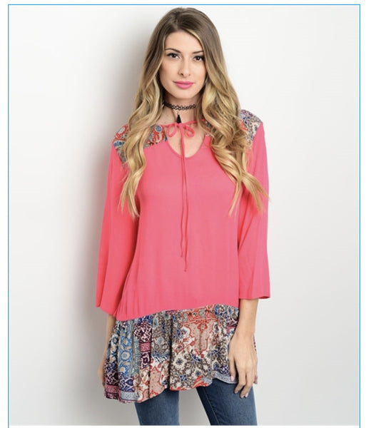 Coral Drop Waist Top