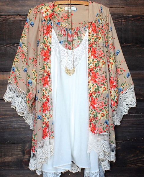 Floral and Lace Kimono