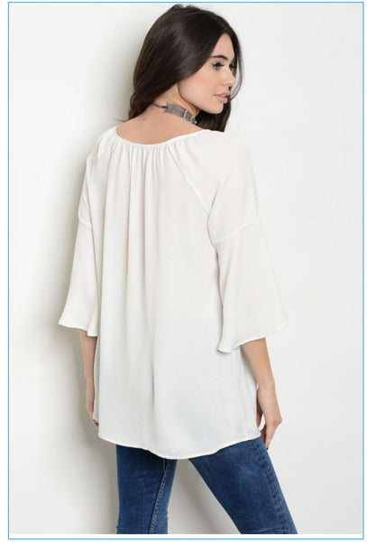 Ivory and Blue Embroidery