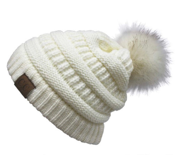 C. C. Beanie Faux Fur Pom Pom