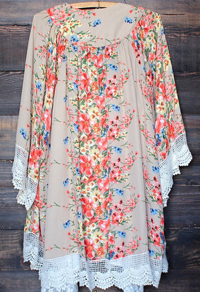 Floral and Lace Kimono
