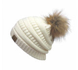 C. C. Beanie Faux Fur Pom Pom
