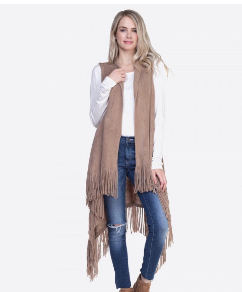 Camel Fringed Vest