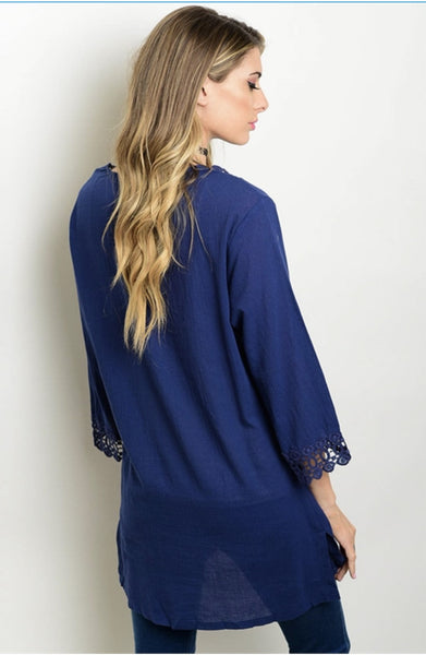 Navy Cutout Top
