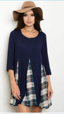 Navy Plaid Top