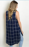 Navy and White Tunic Top